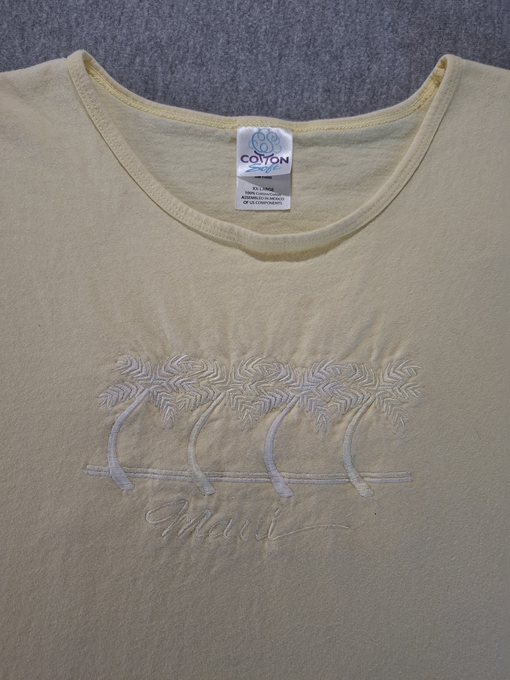 90's Yellow Palm Embroidered Short Sleeve Tee Size XXL - Picture 8 of 8